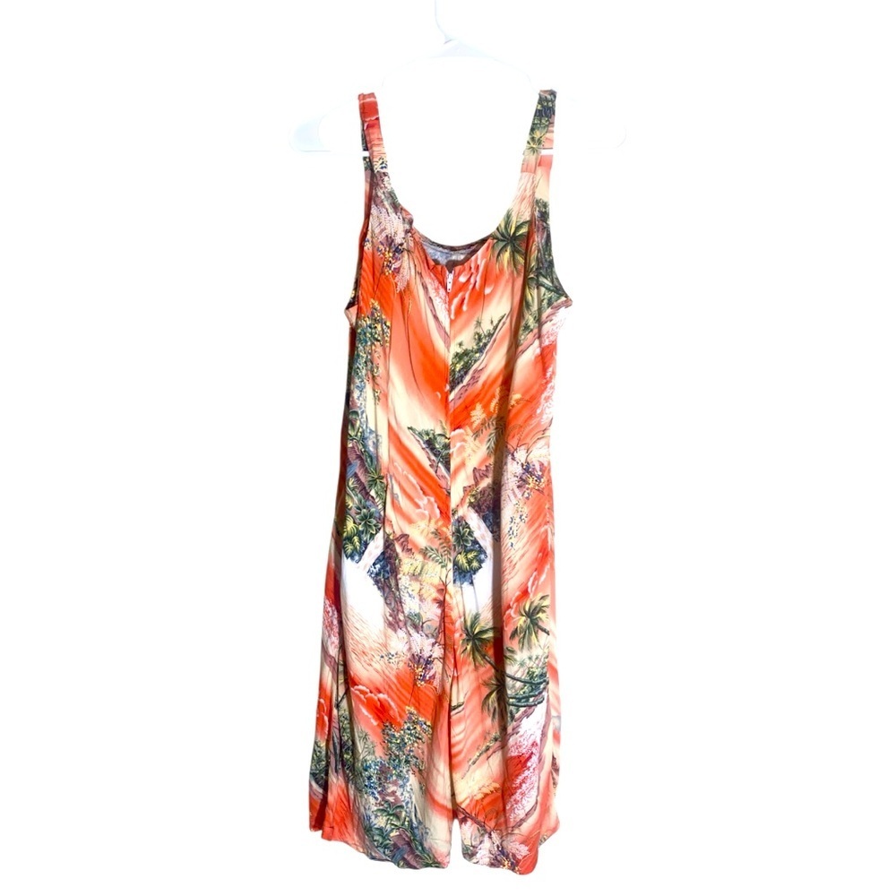 Tropical Print Orange Dress with Spaghetti Straps - Picture 2 of 8
